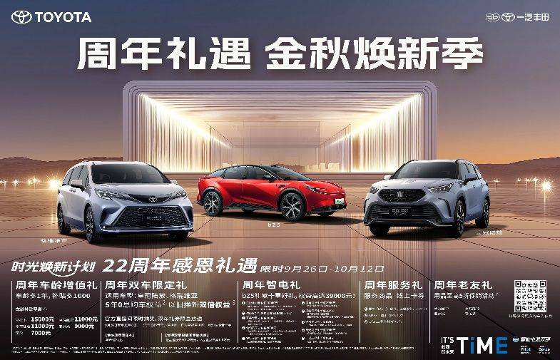 重磅福利來襲,一汽豐田9月銷售新車71031輛